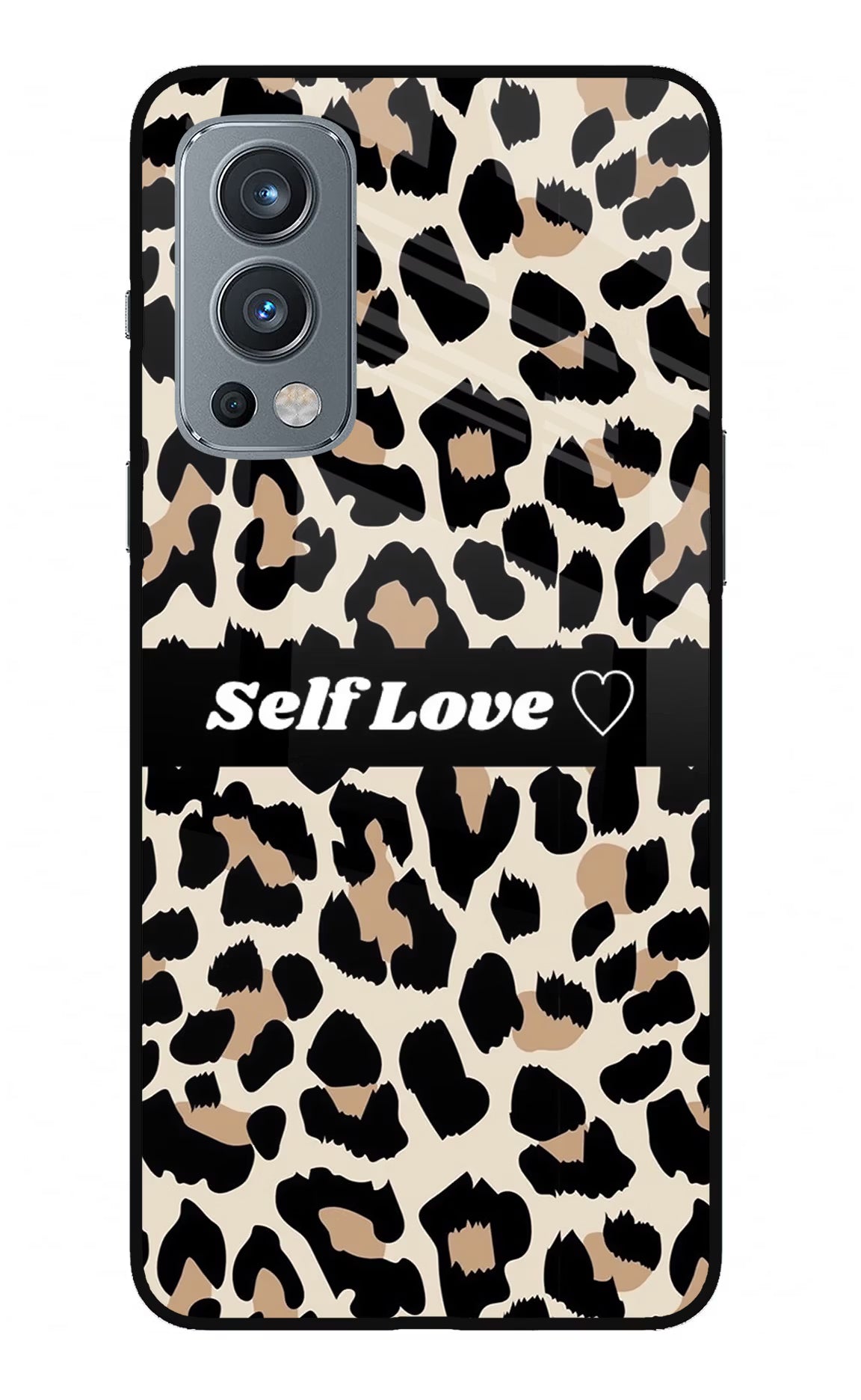 Leopard Print Self Love OnePlus Nord 2 5G Glass Case Back Cover by Casekaro