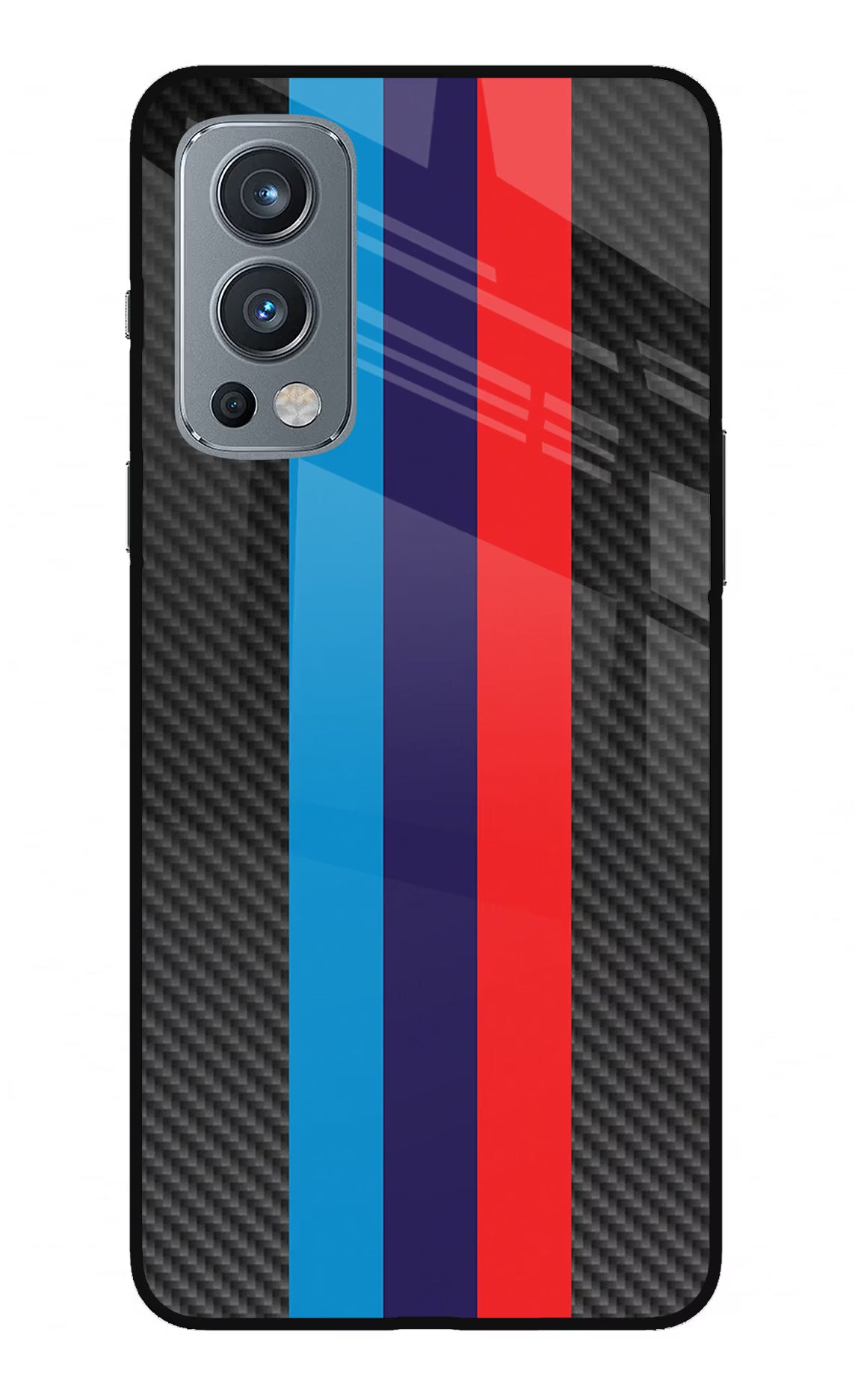 BMW Stripes Pattern OnePlus Nord 2 5G Glass Case Back Cover by Casekaro