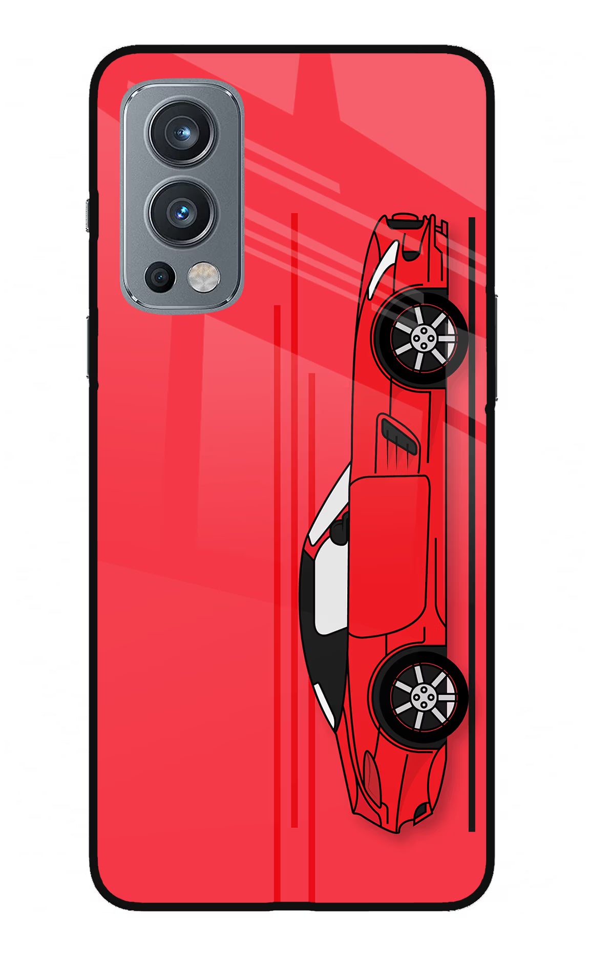Red Velocity OnePlus Nord 2 5G Glass Case Back Cover by Casekaro