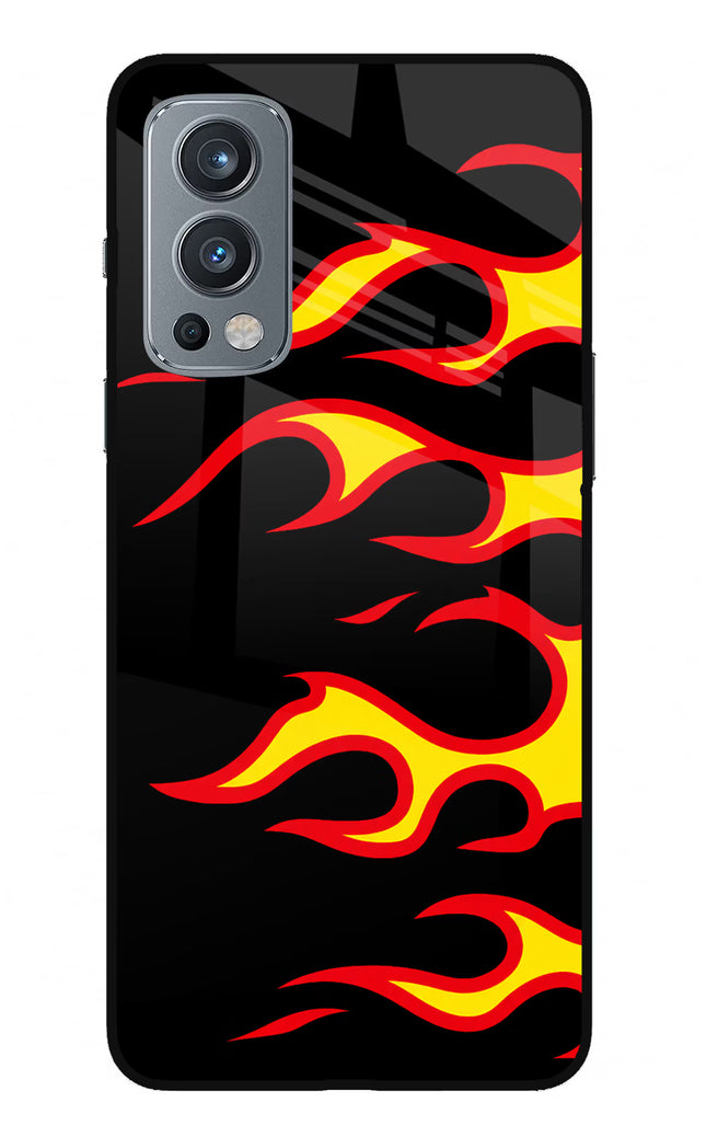 Side Sweep Flames OnePlus Nord 2 5G Glass Case