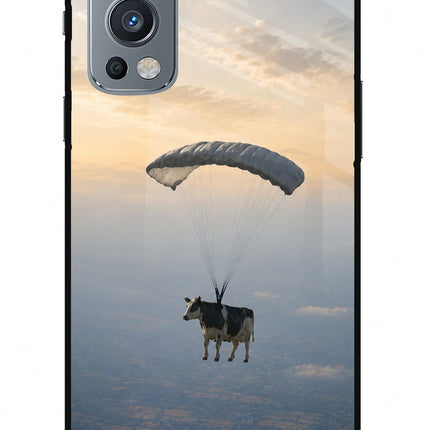 Skydiving Cow OnePlus Nord 2 5G Glass Case
