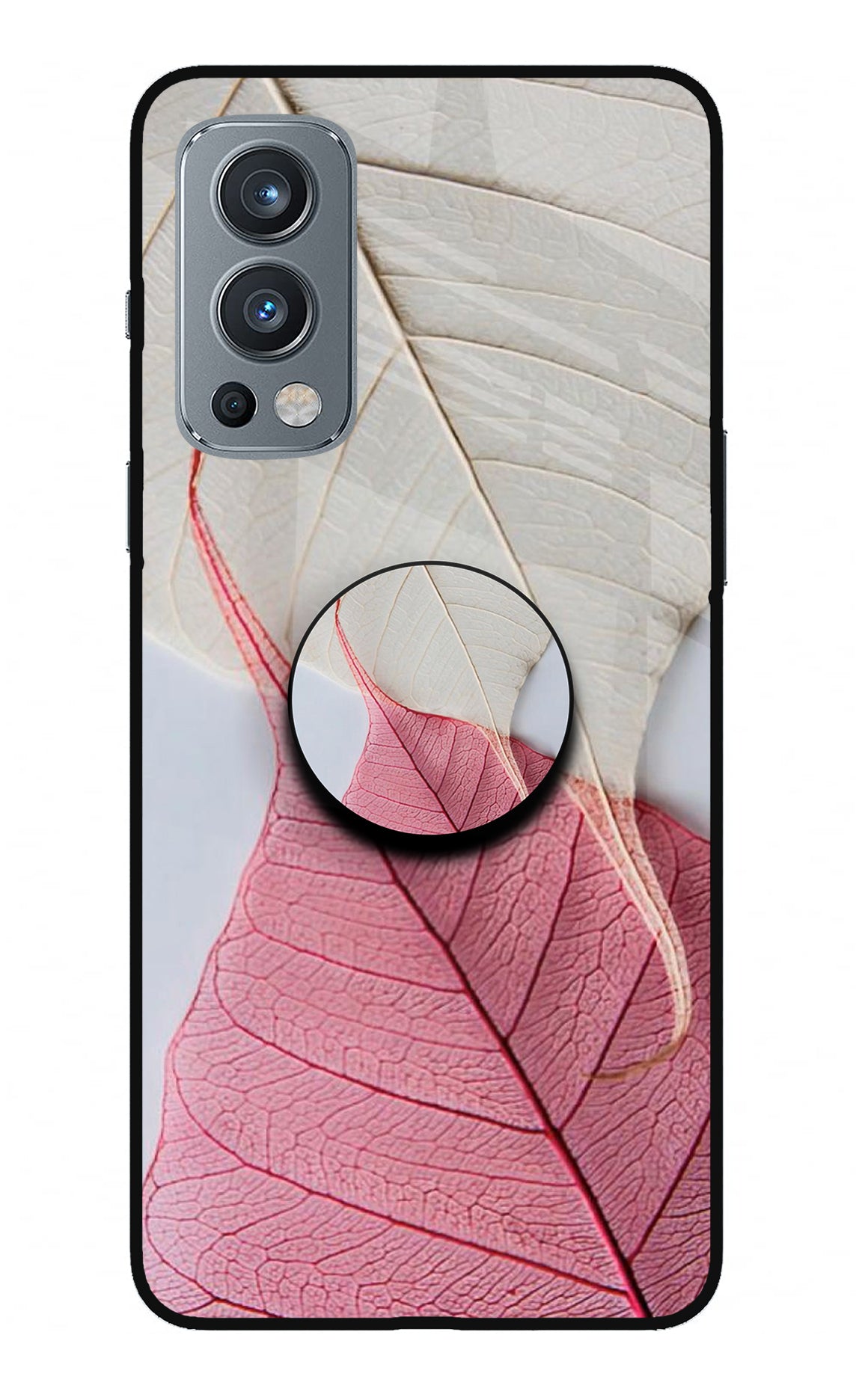 White Pink Leaf OnePlus Nord 2 5G Glass Case