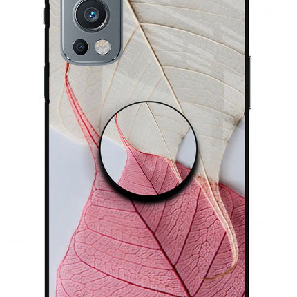 White Pink Leaf OnePlus Nord 2 5G Glass Case