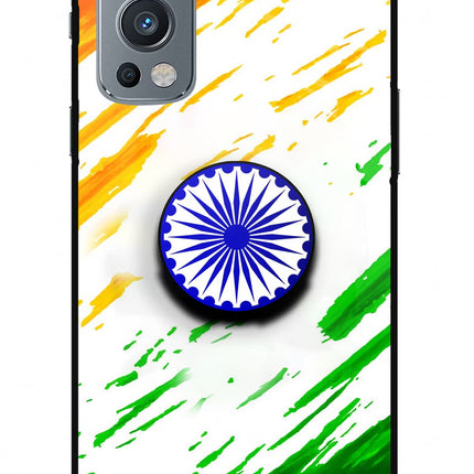 Indian Flag Ashoka Chakra OnePlus Nord 2 5G Glass Case