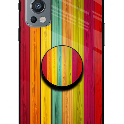 Multicolor Wooden OnePlus Nord 2 5G Glass Case