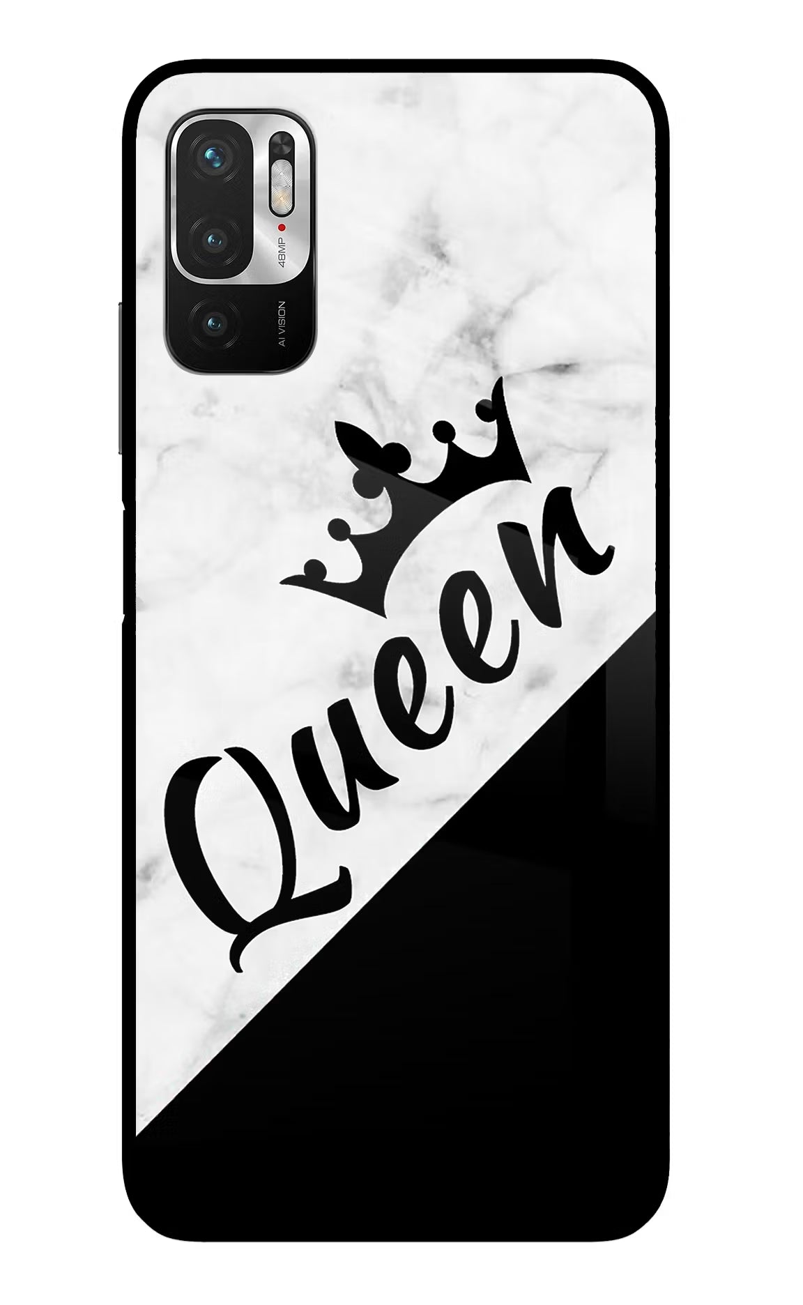 Queen Redmi Note 10T 5G Glass Case Back Cover by Casekaro