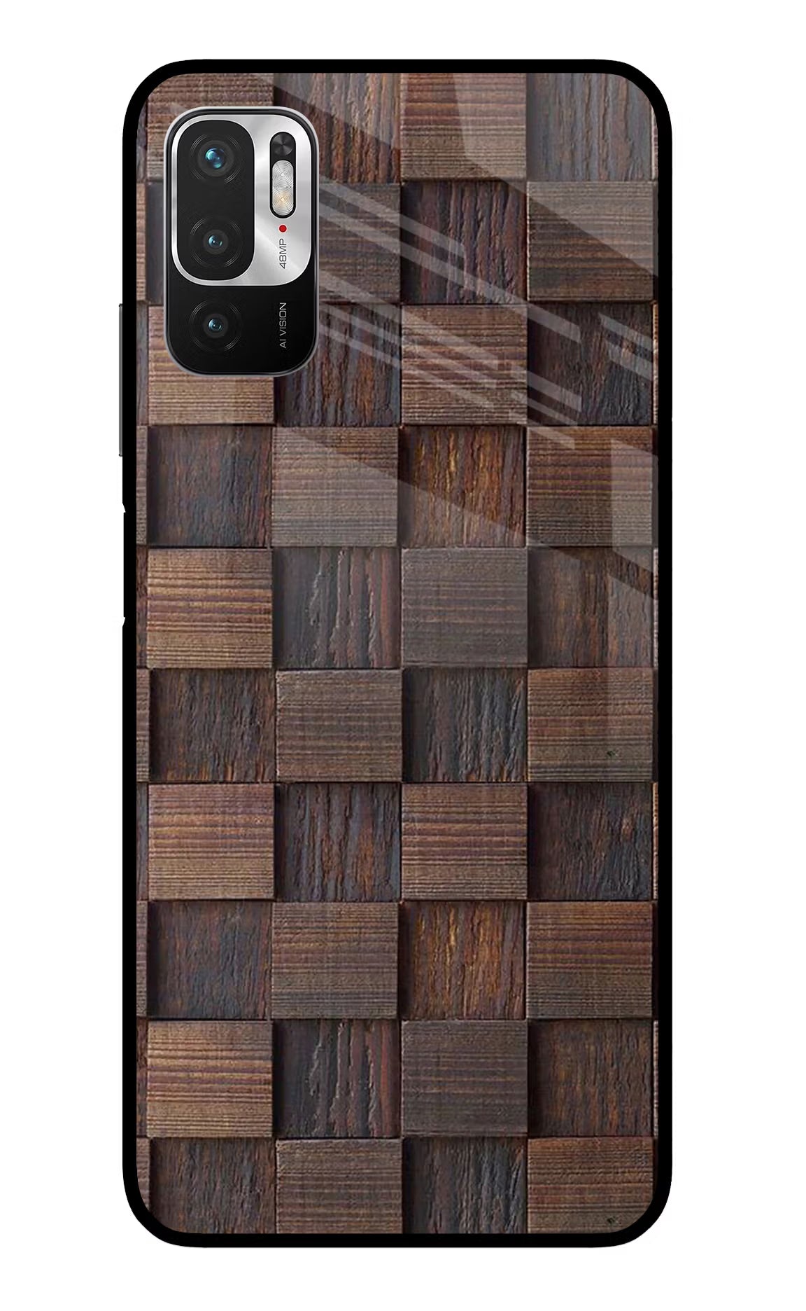 Wooden Cube Design Redmi Note 10T 5G Glass Case