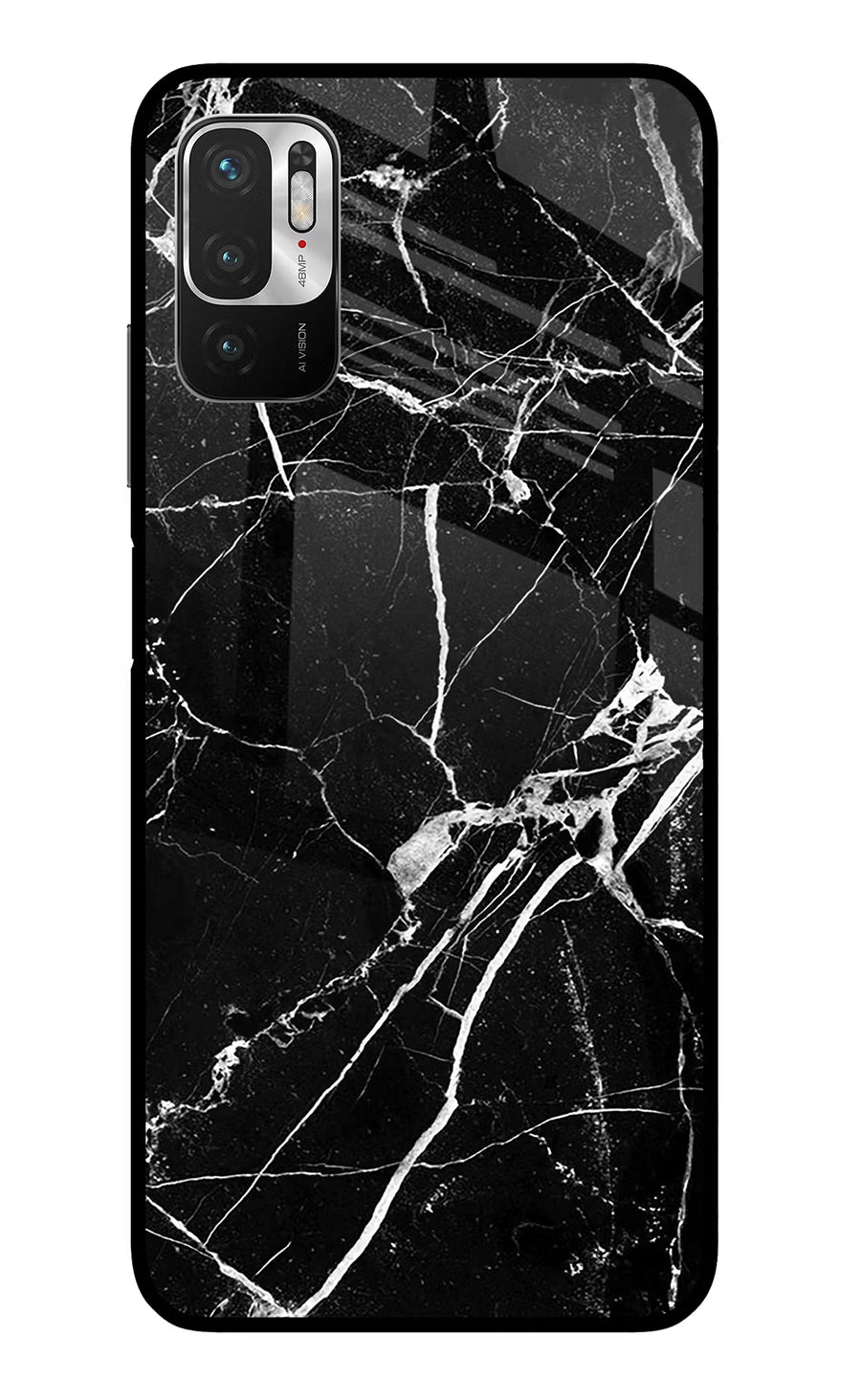 Black Marble Pattern Redmi Note 10T 5G Back Cover, Glass case