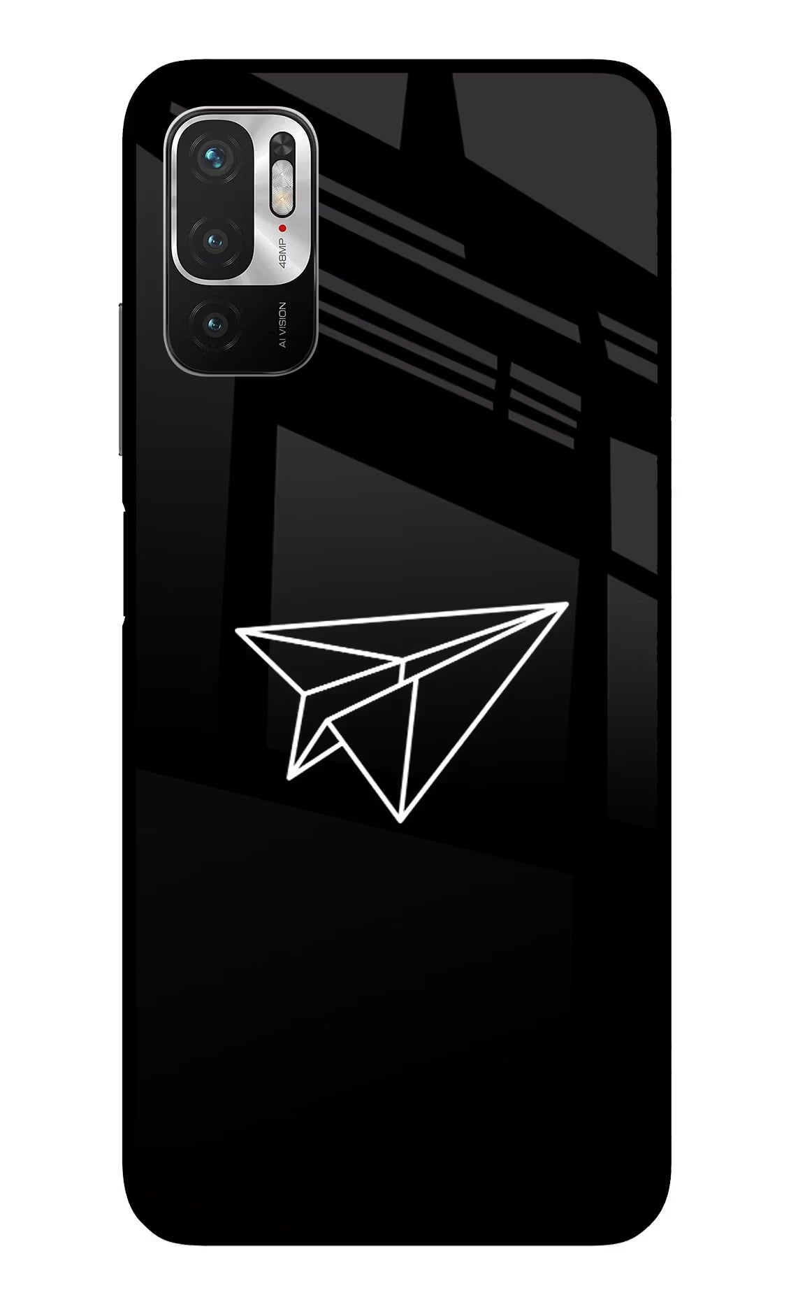 Paper Plane White Redmi Note 10T 5G Glass Case Back Cover by Casekaro