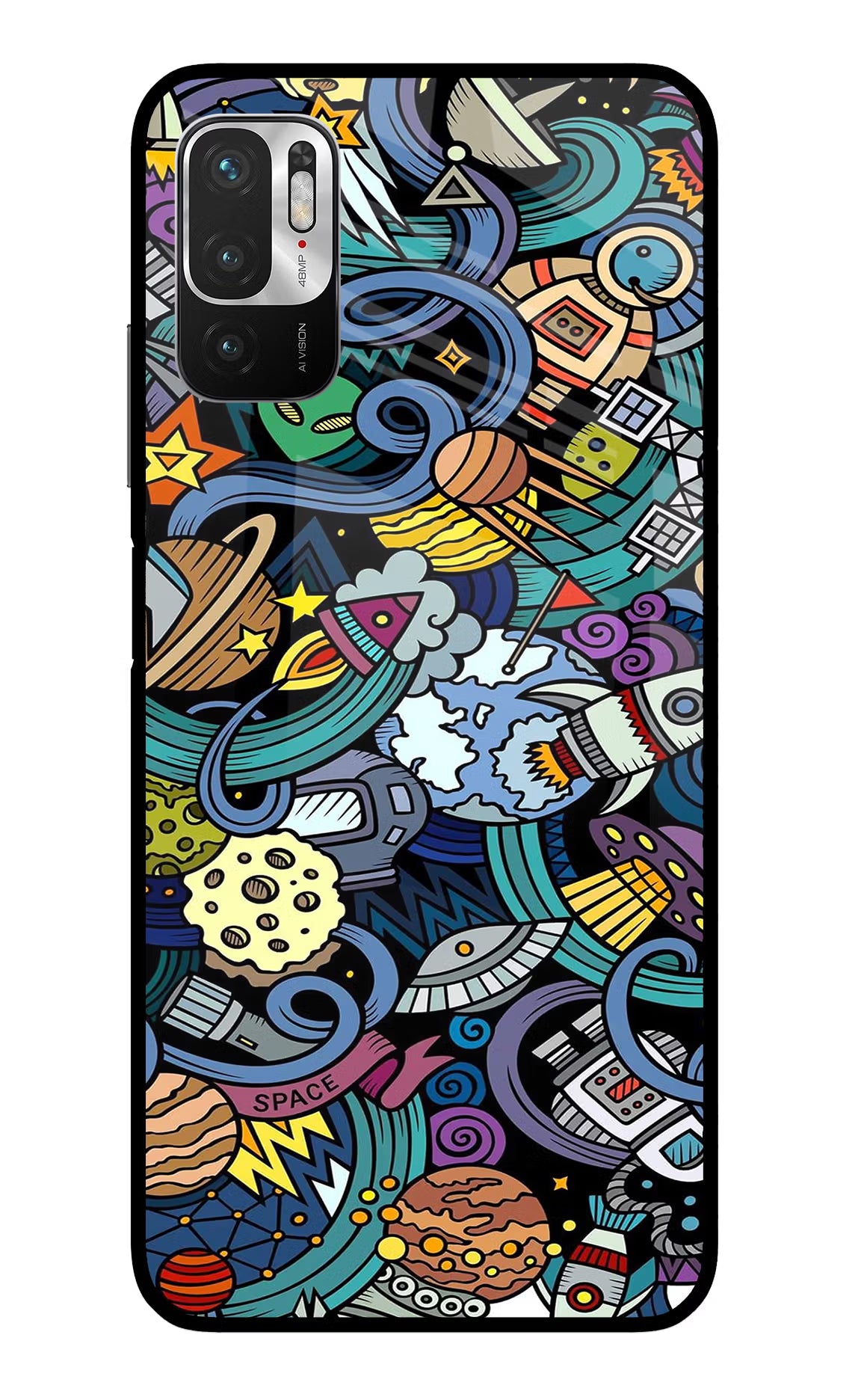 Space Abstract Redmi Note 10T 5G Glass Case Back Cover by Casekaro