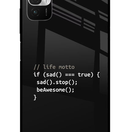 Life Motto Code Redmi Note 10T 5G Glass Case Back Cover by Casekaro