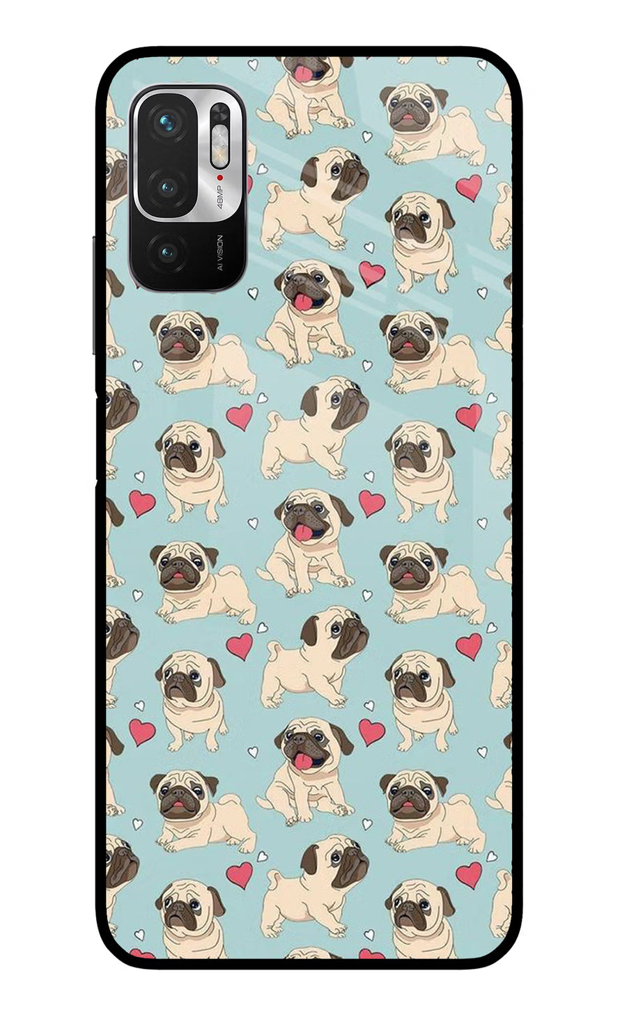 Pug Dog Redmi Note 10T 5G Back Cover, Glass case