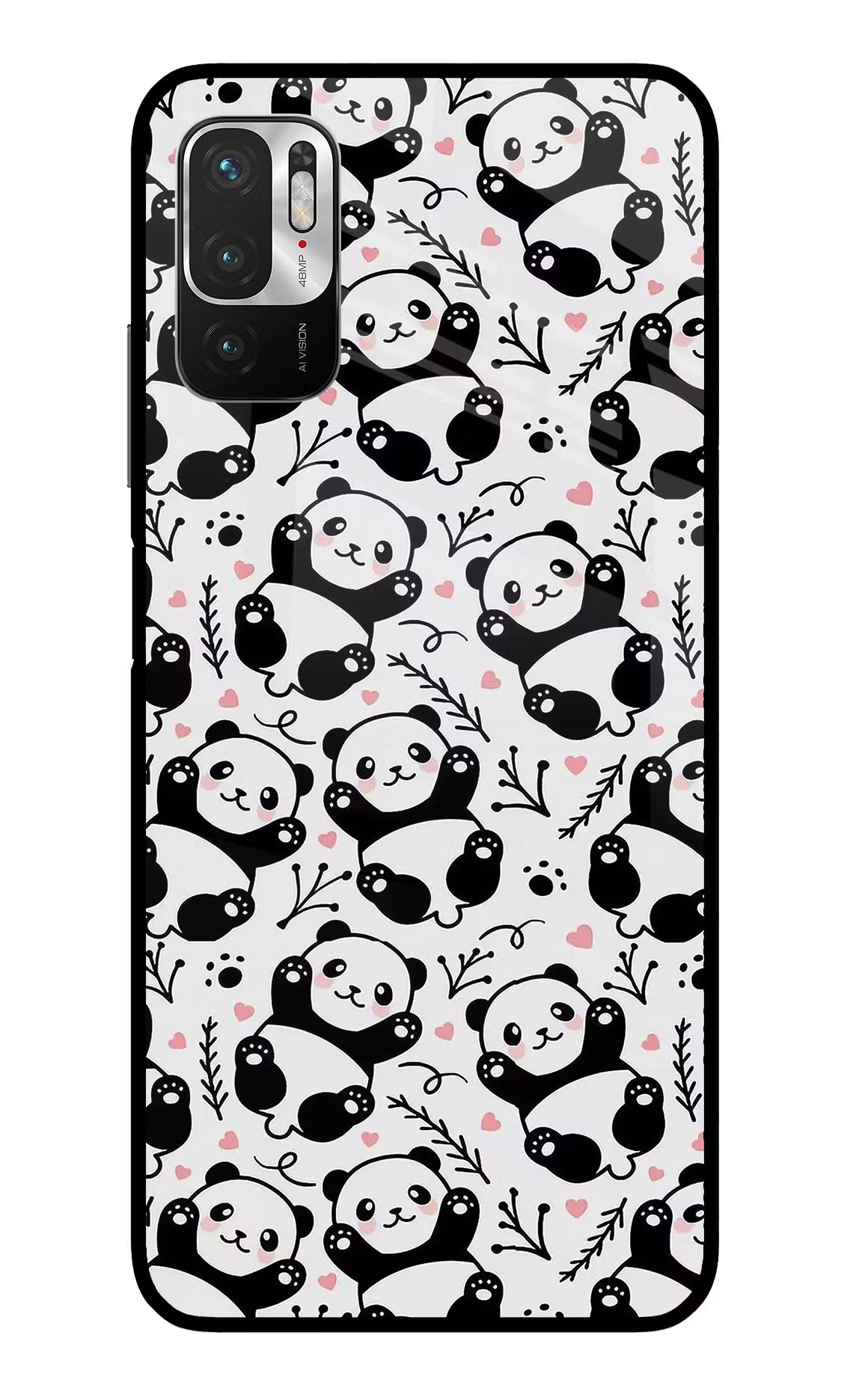Cute Panda Redmi Note 10T 5G Glass Case Back Cover by Casekaro