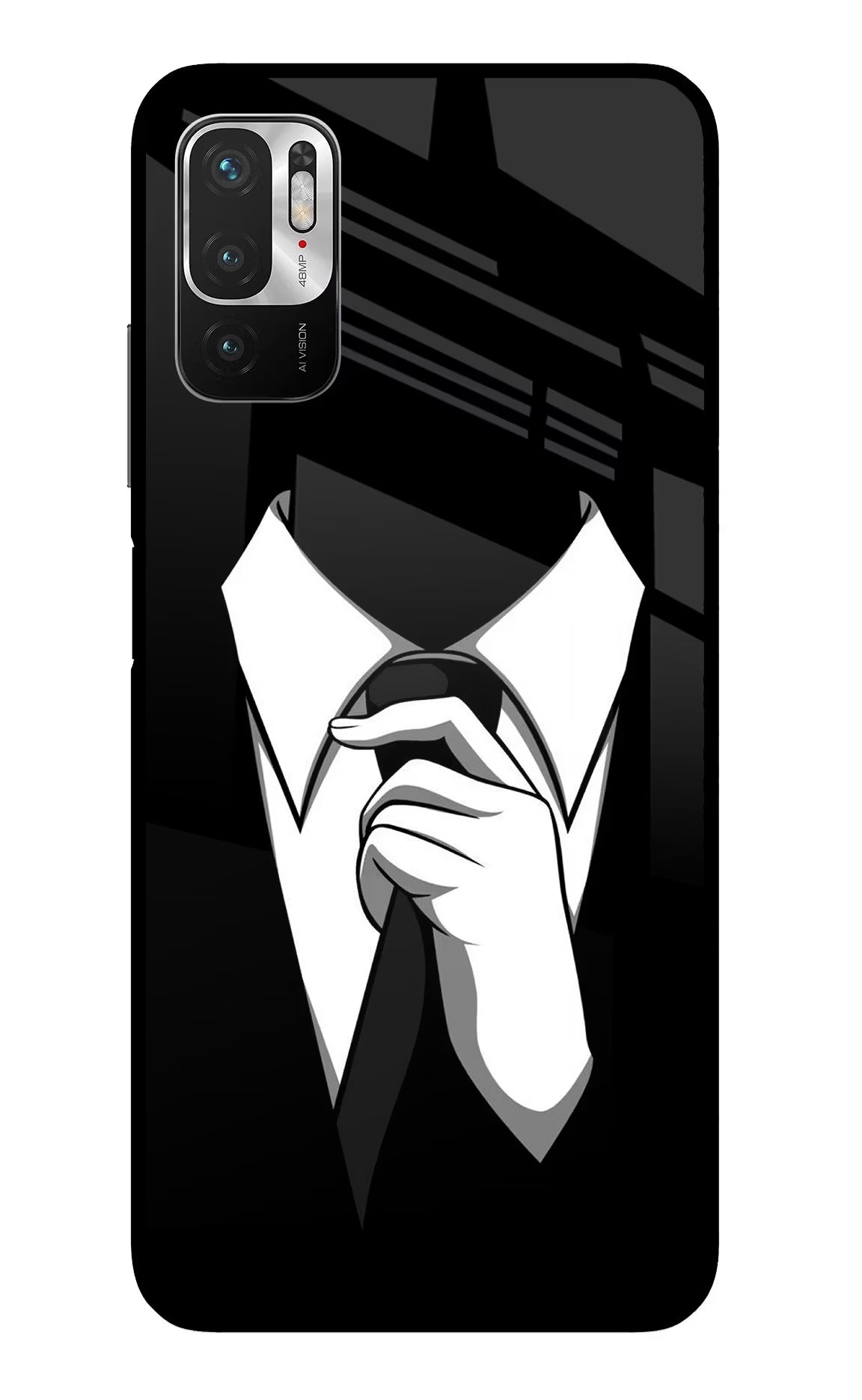 Black Tie Redmi Note 10T 5G Glass Case Back Cover by Casekaro