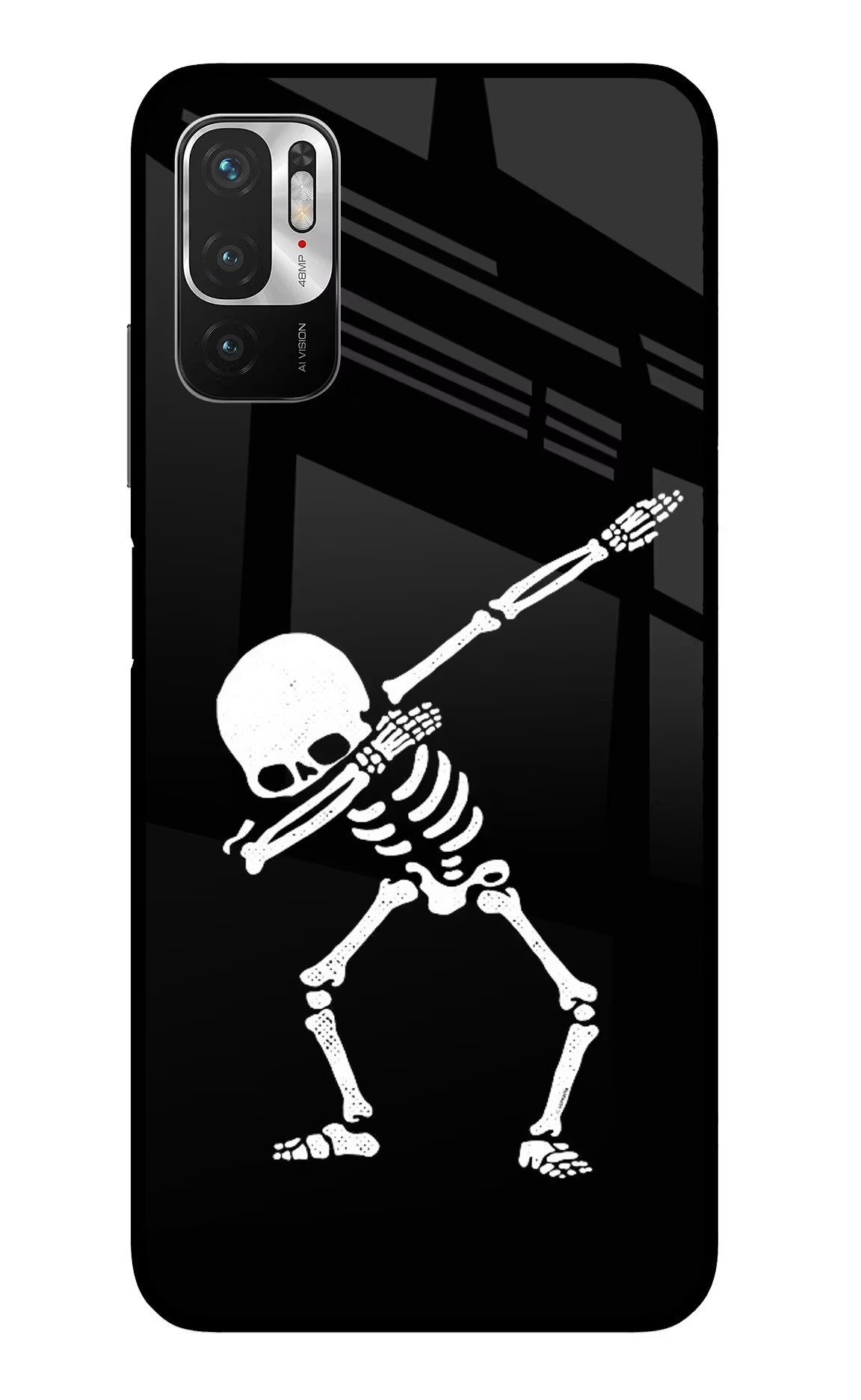 Dabbing Skeleton Art Redmi Note 10T 5G Glass Case