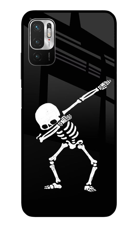 Dabbing Skeleton Art Redmi Note 10T 5G Glass Case