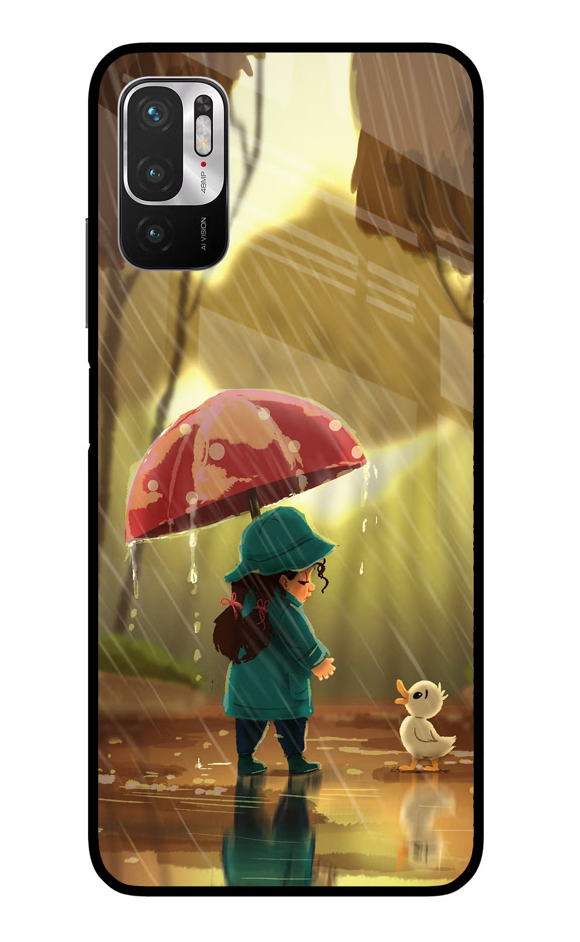 Rainy Day Redmi Note 10T 5G Glass Case Back Cover by Casekaro