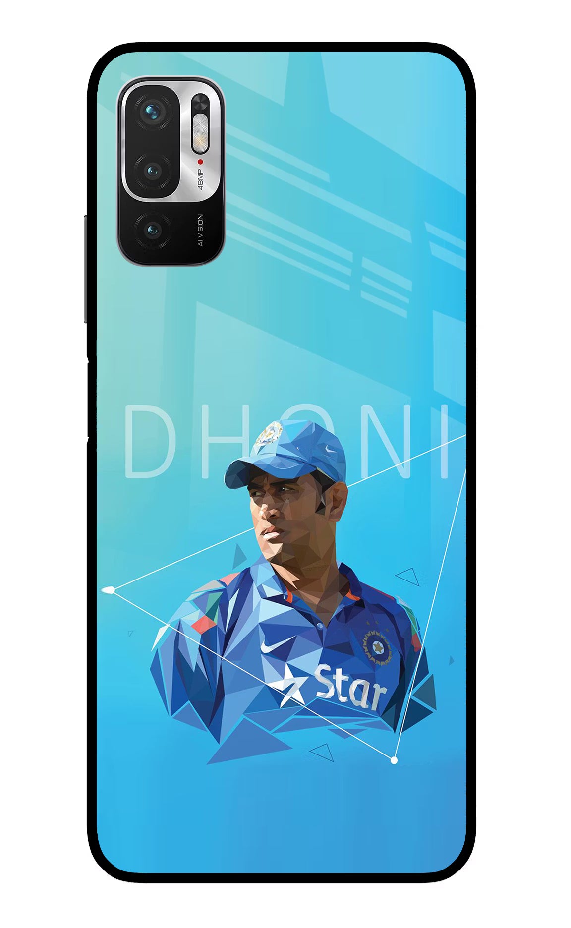 Dhoni Artwork Redmi Note 10T 5G Glass Case
