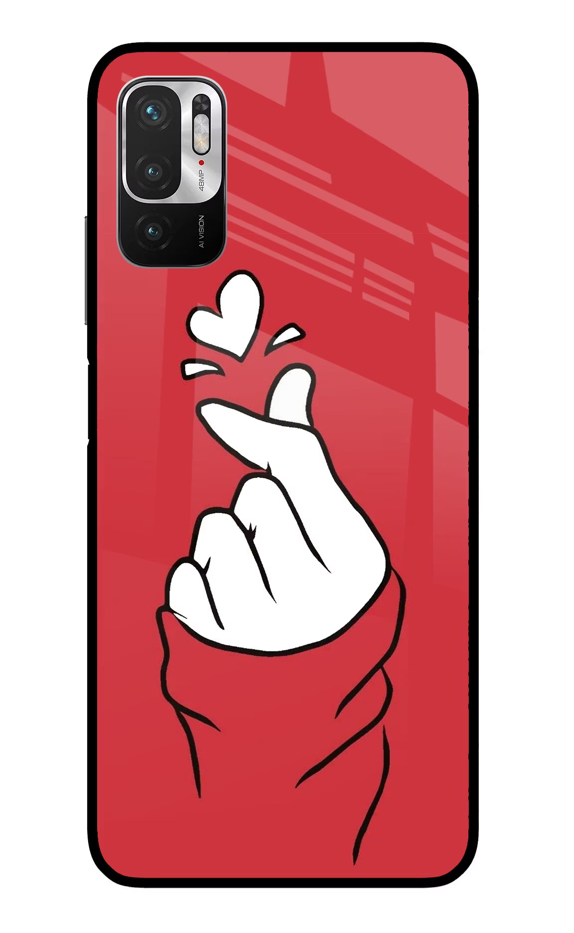 Korean Love Sign Redmi Note 10T 5G Glass Case Back Cover by Casekaro