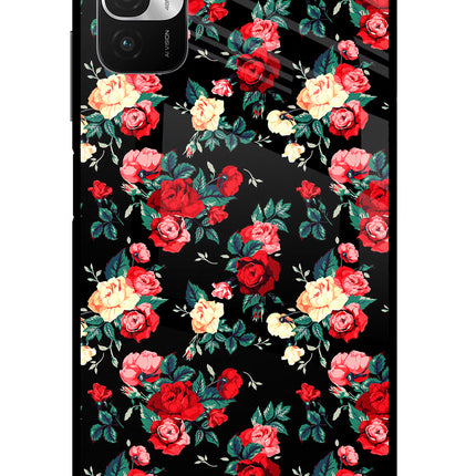 Rose Pattern Redmi Note 10T 5G Glass Case