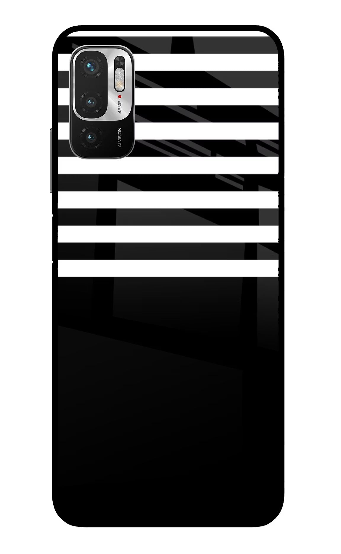 Black and White Print Redmi Note 10T 5G Glass Case Back Cover by Casekaro