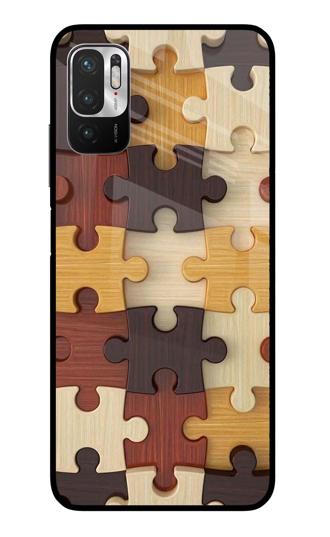 Wooden Puzzle Redmi Note 10T 5G Glass Case