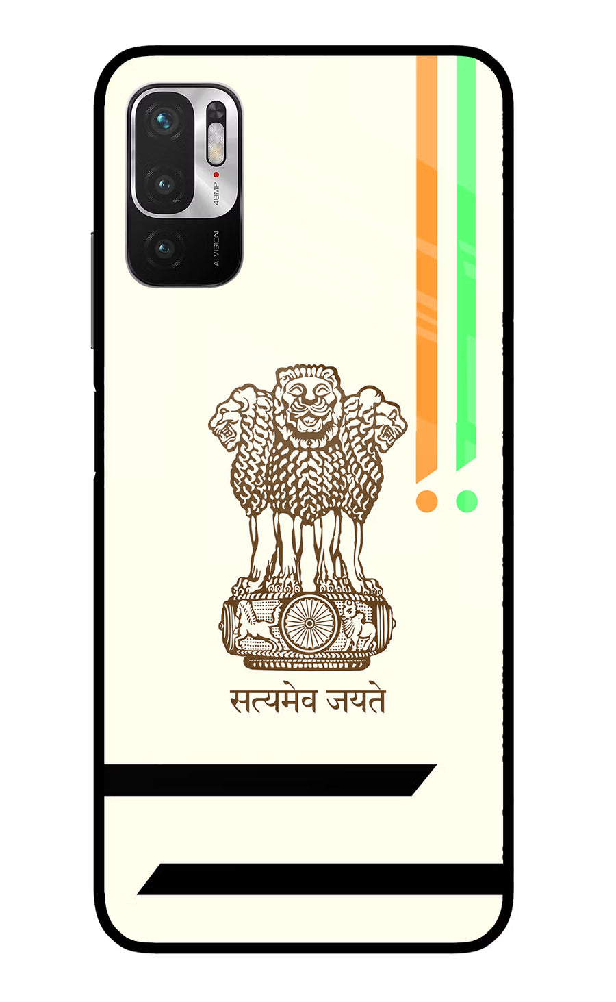 Satyamev Jayate Brown Logo Redmi Note 10T 5G Back Cover, Glass case