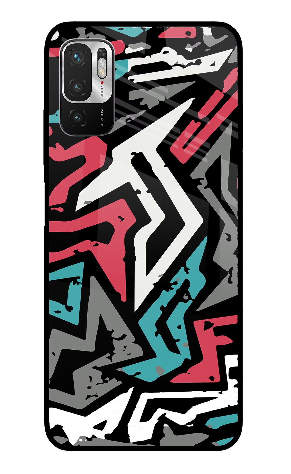 Geometric Graffiti Redmi Note 10T 5G Glass Case Back Cover by Casekaro