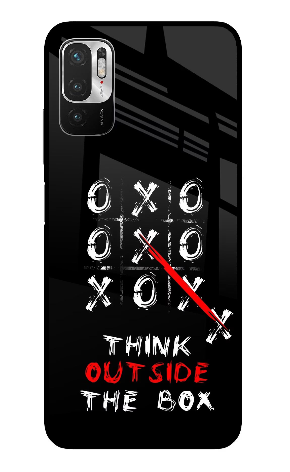 Think out of the BOX Redmi Note 10T 5G Glass Case Back Cover by Casekaro