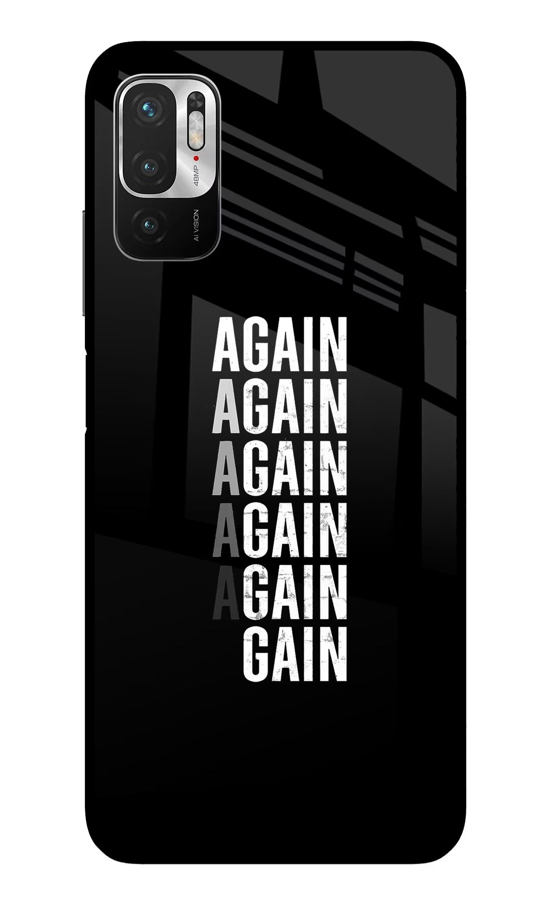Again Again Gain Redmi Note 10T 5G Glass Case Back Cover by Casekaro