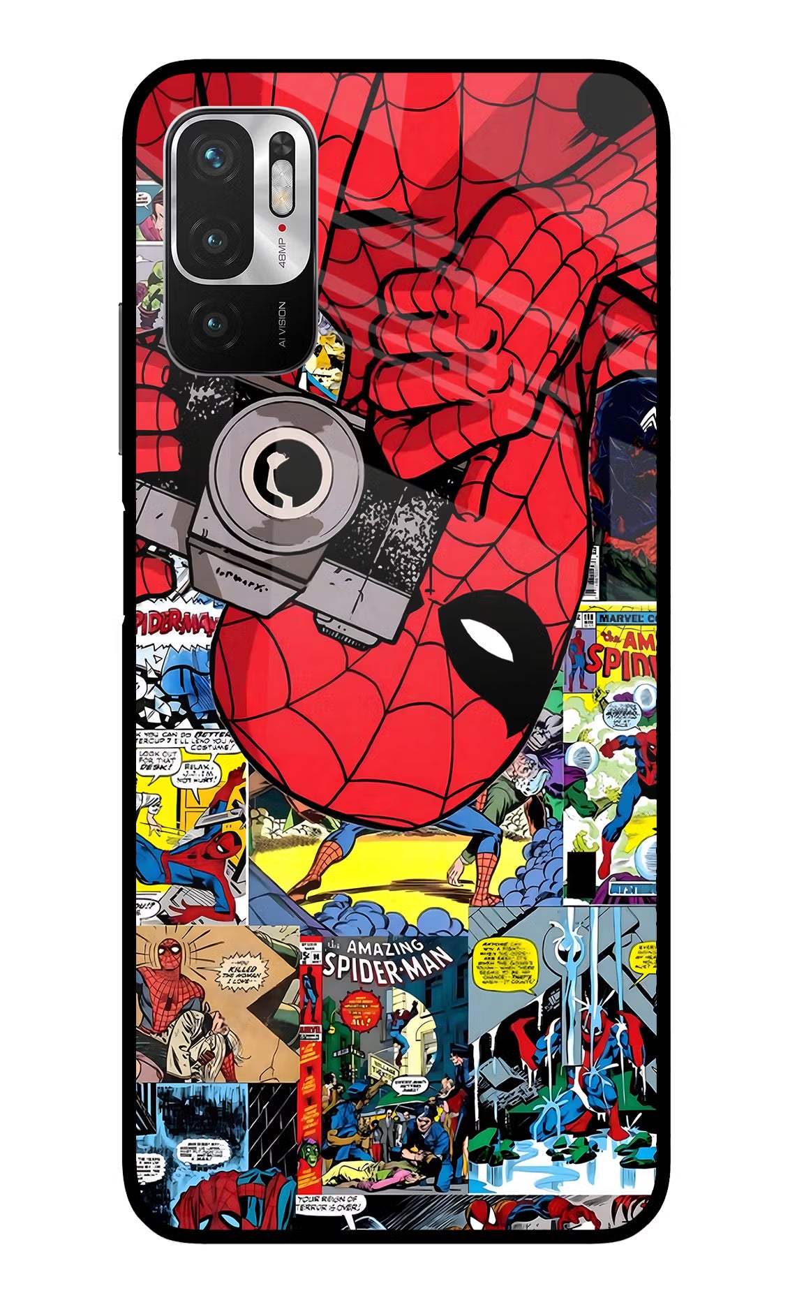 Spider Man Redmi Note 10T 5G Glass Case Back Cover by Casekaro