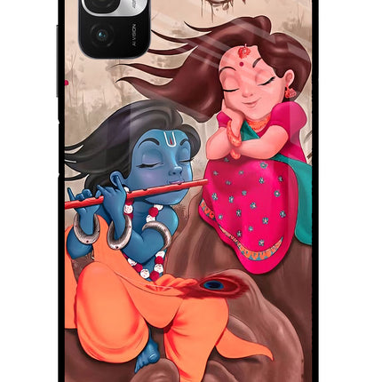 Radhe Krishna Redmi Note 10T 5G Glass Case Back Cover by Casekaro