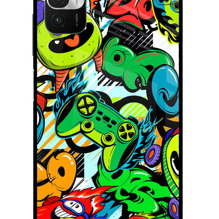 Game Doodle Redmi Note 10T 5G Glass Case Back Cover by Casekaro