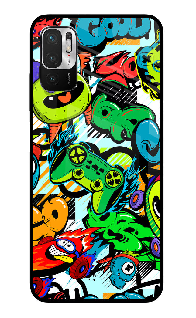 Game Doodle Redmi Note 10T 5G Glass Case Back Cover by Casekaro