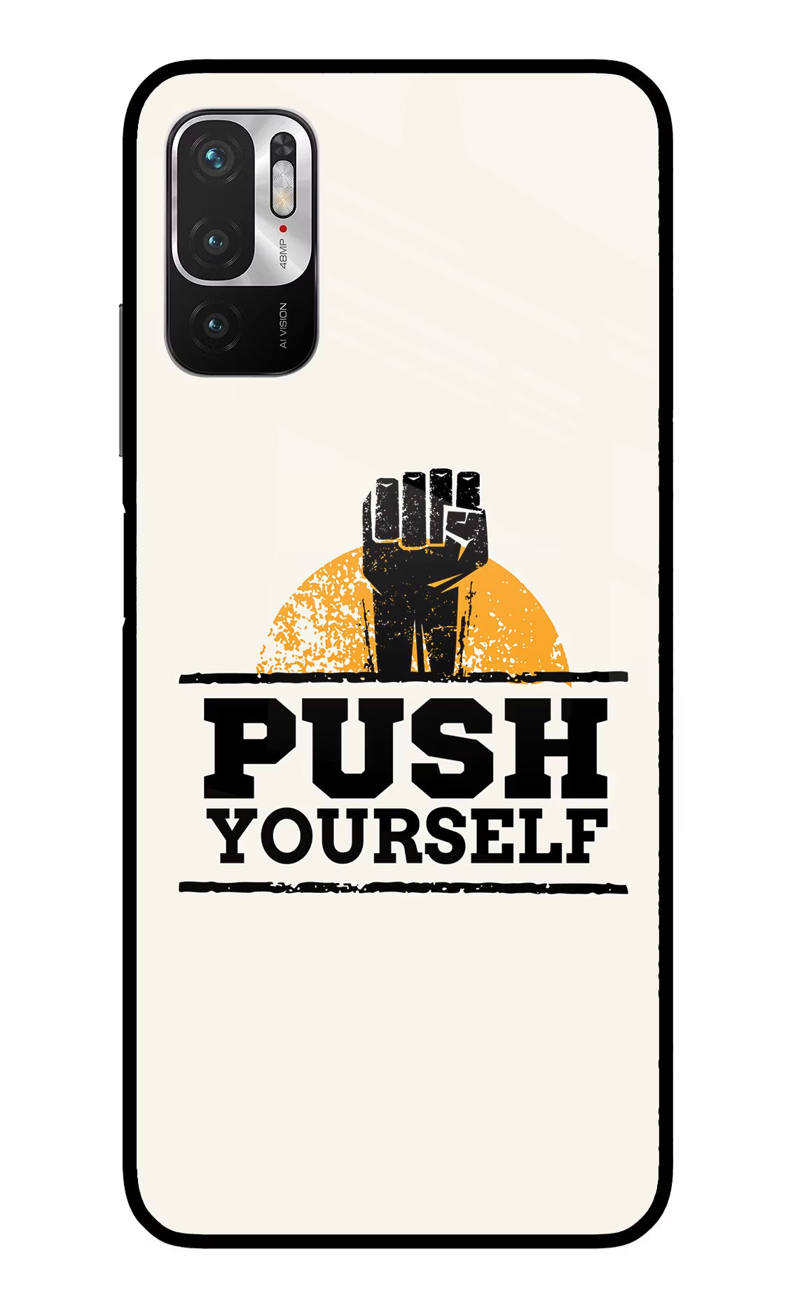 Push Yourself Redmi Note 10T 5G Glass Case Back Cover by Casekaro