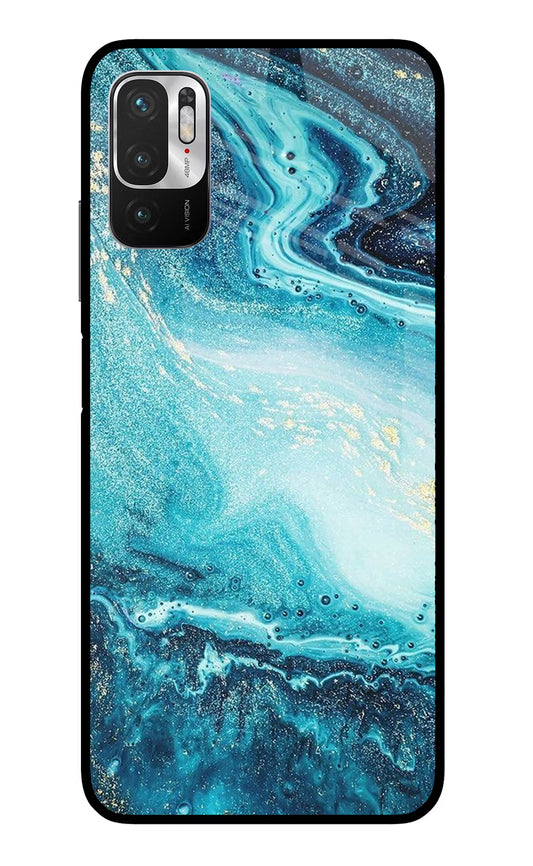 Blue Glitter Marble Redmi Note 10T 5G Glass Case