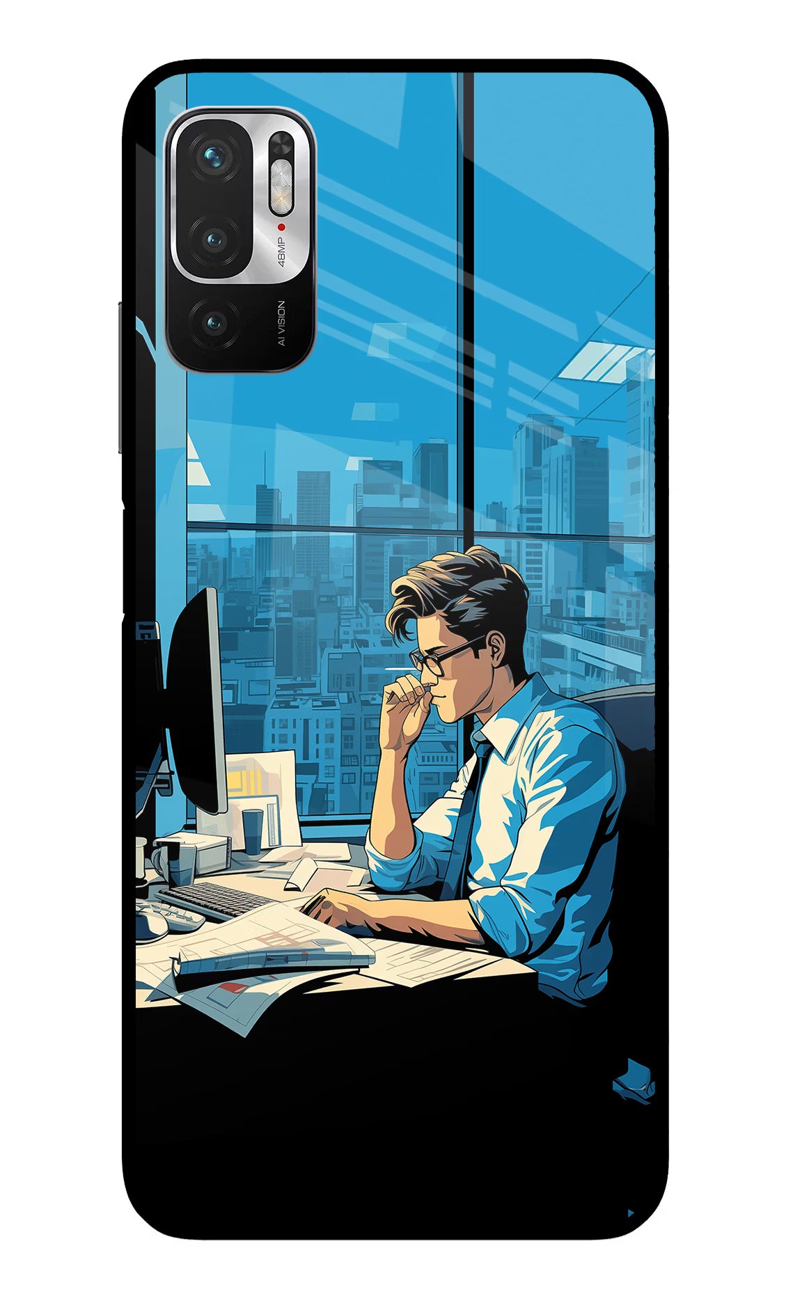 Focused Hustler (AI Generated) Redmi Note 10T 5G Glass Case Back Cover by Casekaro