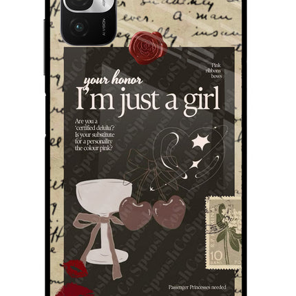 I am just a girl Redmi Note 10T 5G Glass Case