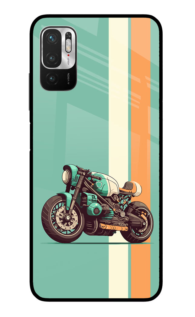 Striped Moto Drift Redmi Note 10T 5G Glass Case Back Cover by Casekaro