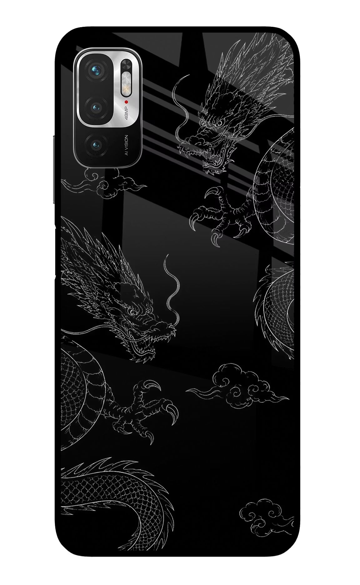 Twin Dragons Redmi Note 10T 5G Glass Case Back Cover by Casekaro