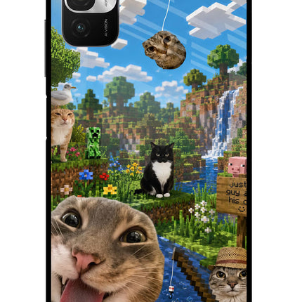 Minecraft Cat Chaos Redmi Note 10T 5G Glass Case