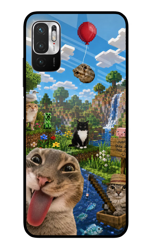 Minecraft Cat Chaos Redmi Note 10T 5G Glass Case