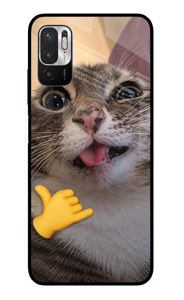 Silly Cat Call Redmi Note 10T 5G Glass Case