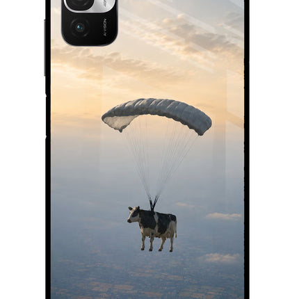 Skydiving Cow Redmi Note 10T 5G Glass Case