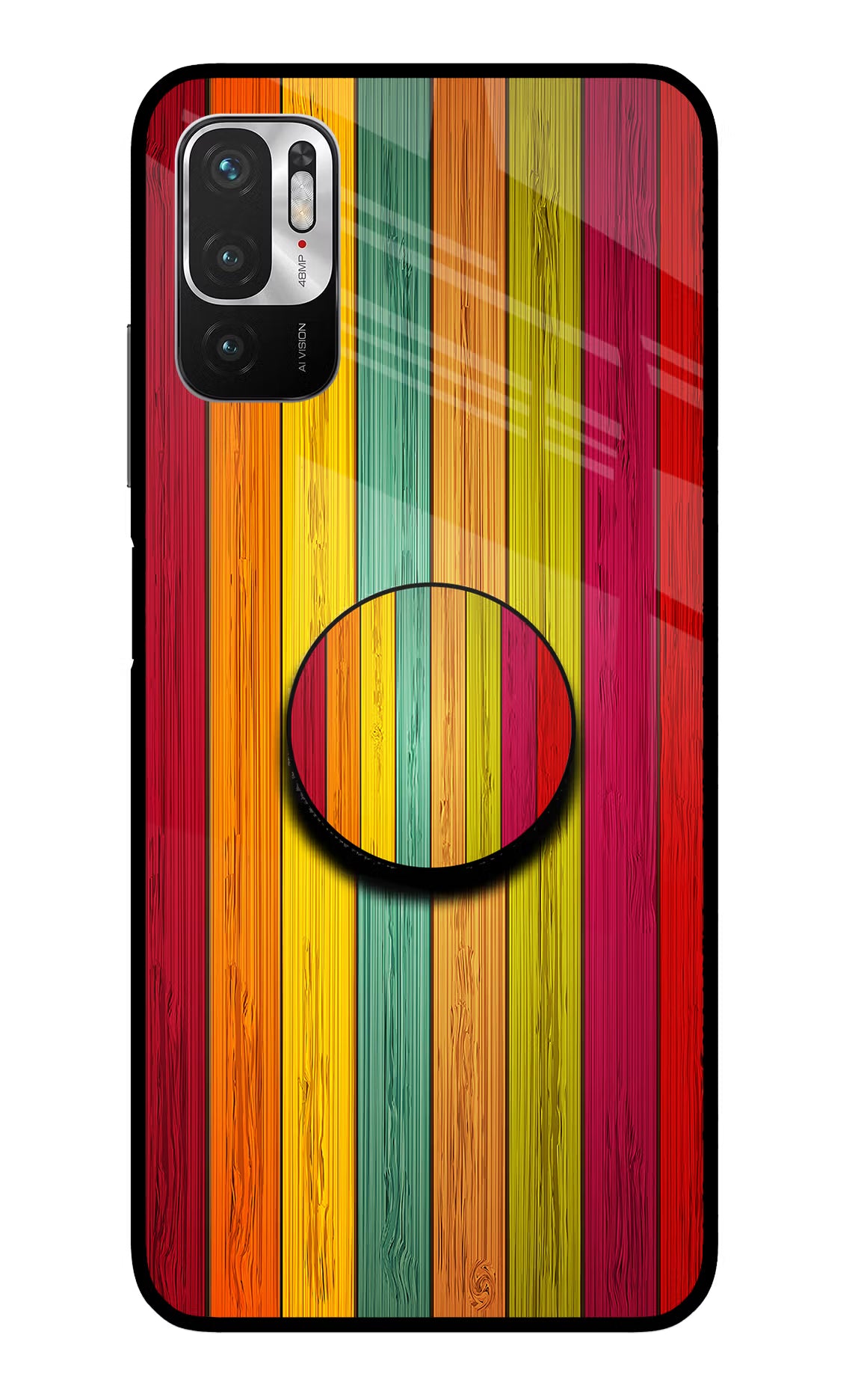 Multicolor Wooden Redmi Note 10T 5G Pop Case by Casekaro