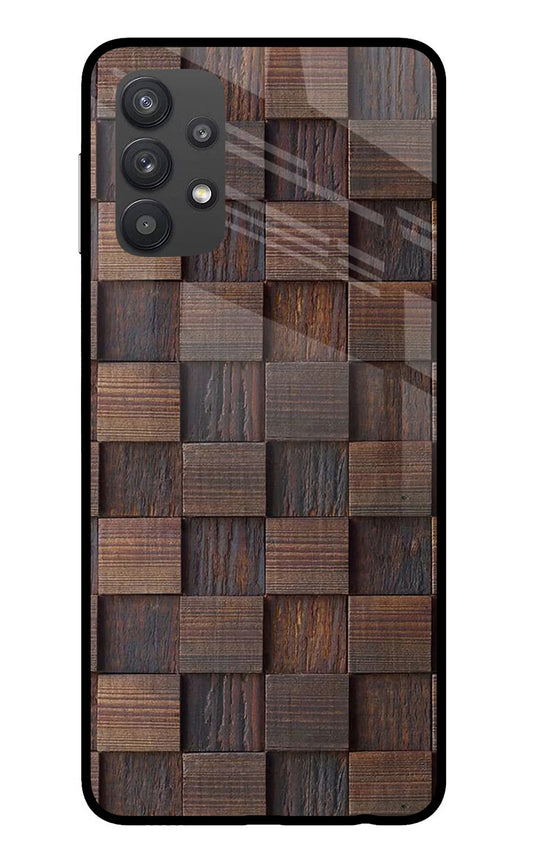 Wooden Cube Design Samsung M32 5G Glass Case