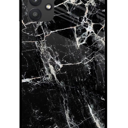 Black Marble Texture Samsung M32 5G Glass Case Back Cover by Casekaro