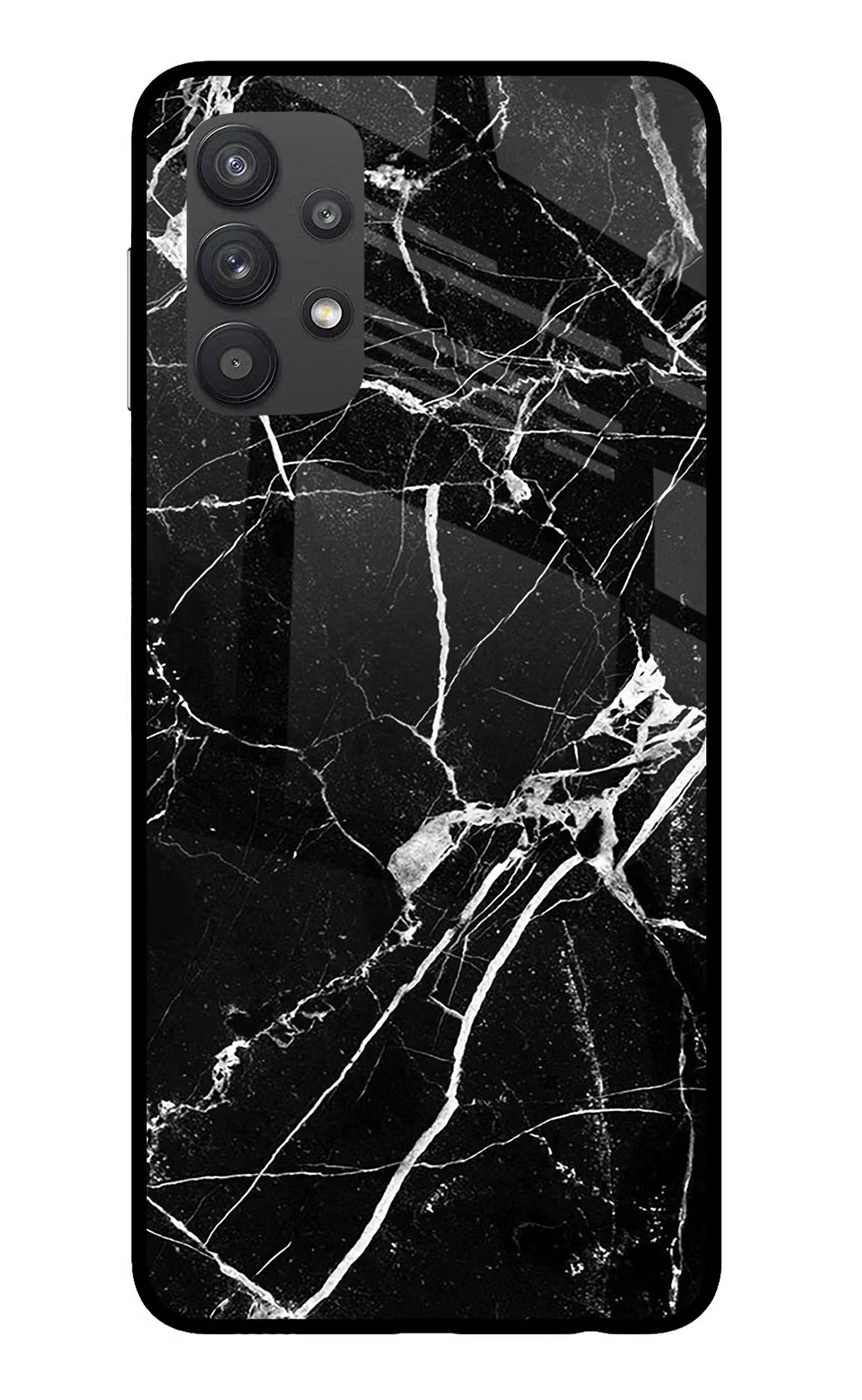 Black Marble Pattern Samsung M32 5G Glass Case Back Cover by Casekaro