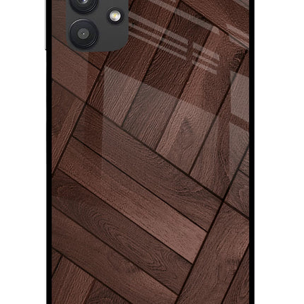 Wooden Texture Design Samsung M32 5G Glass Case Back Cover by Casekaro