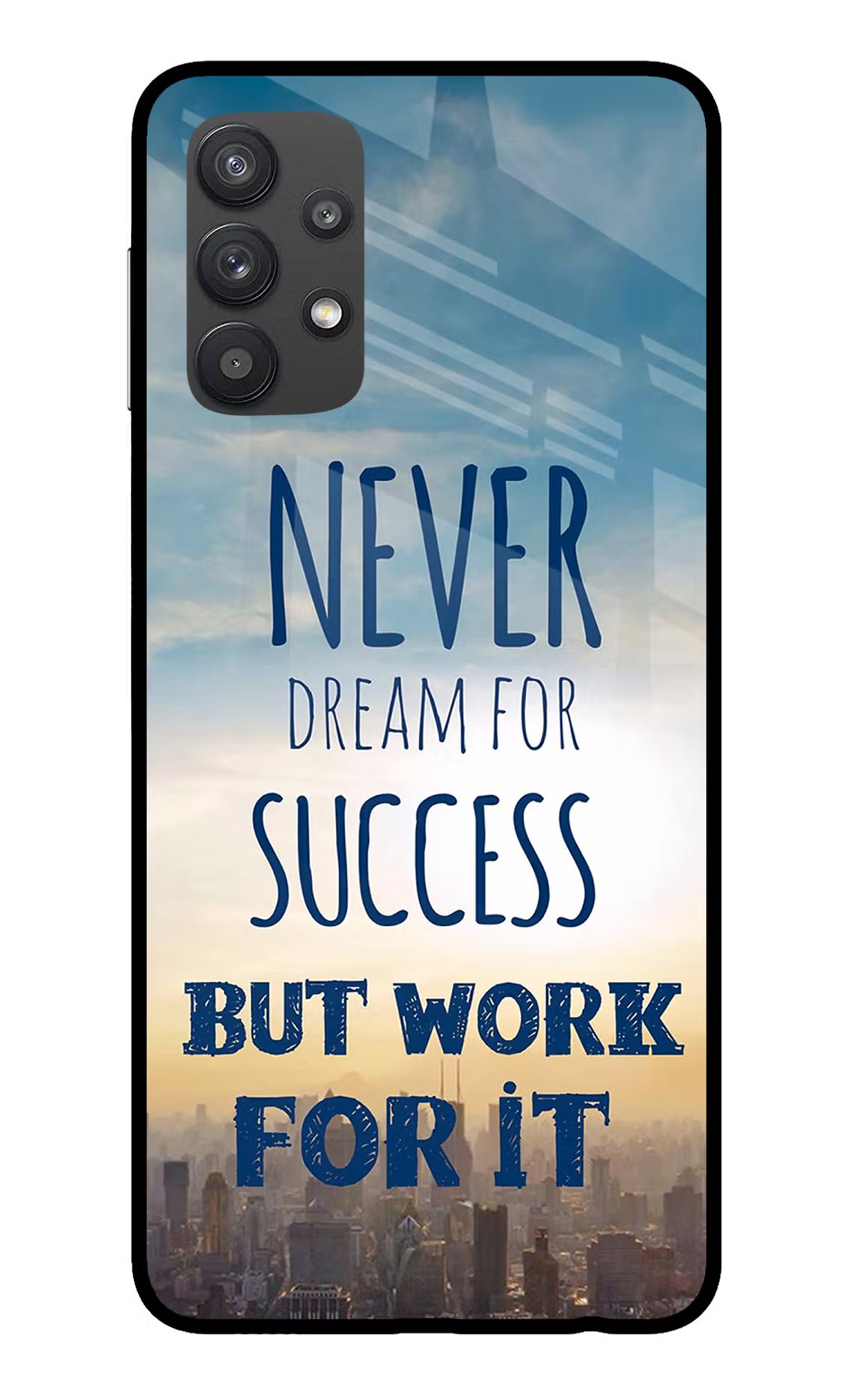 Never Dream For Success But Work For It Samsung M32 5G Glass Case Back Cover by Casekaro